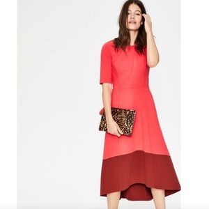 Wren Midi Dress in Pop Peony Conker Colorblock | Boden